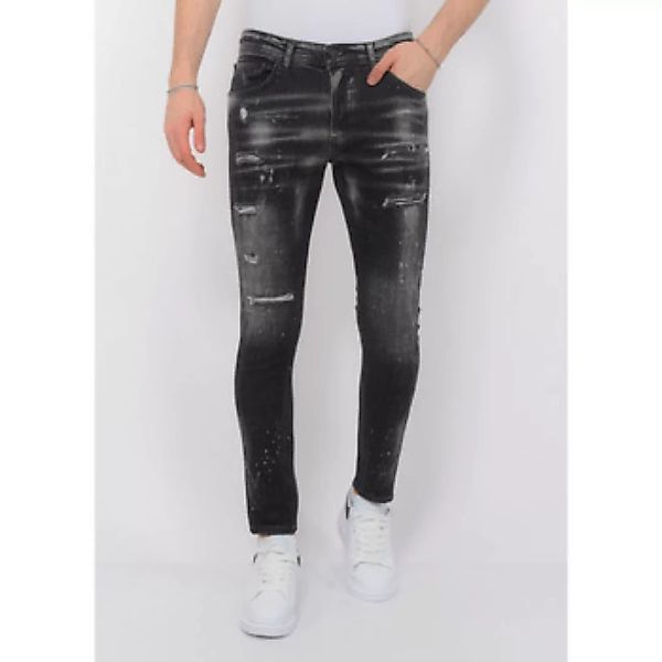 Local Fanatic  Slim Fit Jeans Paint Splatter Destroy Stonewash günstig online kaufen