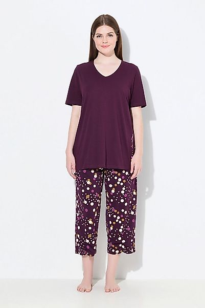 Ulla Popken Pyjama Pyjama Punkte V-Ausschnitt Langarm Taschen günstig online kaufen
