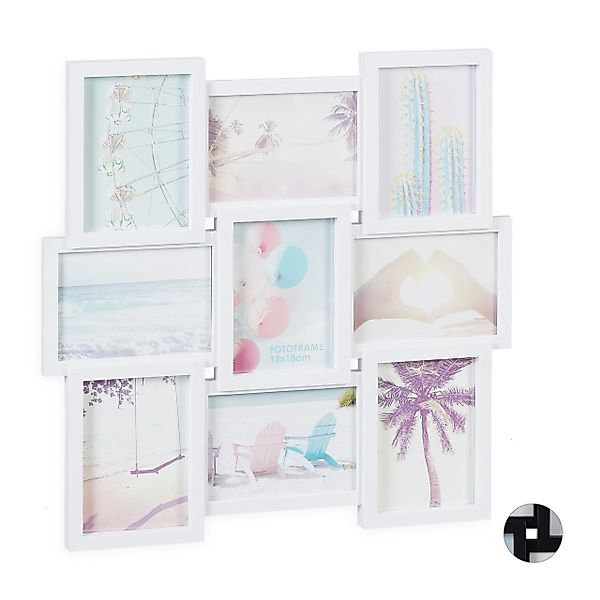relaxdays Collagerahmen Bilderrahmen Collage 9 Bilder, günstig online kaufen