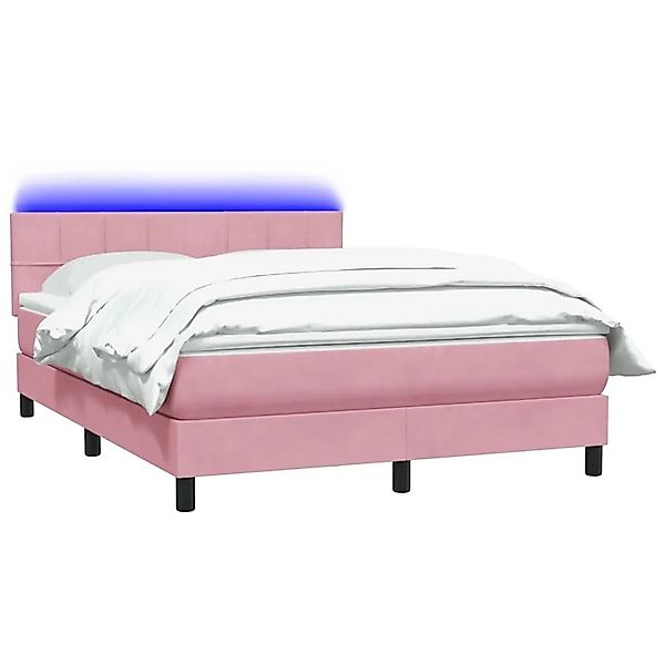 vidaXL Boxspringbett mit Matratze & LED Rosa 160x220 cm Samt 3316940 günstig online kaufen