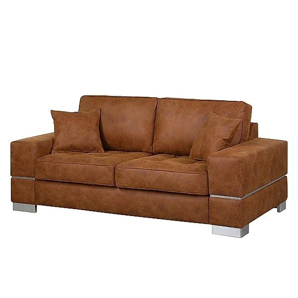 home24 loftscape Sofa Muonio 2-Sitzer Cognac Microfaser 190x90x100 cm günstig online kaufen