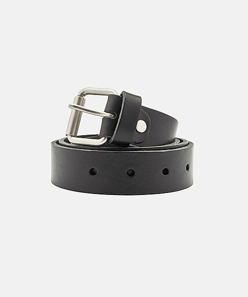 Gürtel / Black Leather / Silberne Schnalle / 3cm günstig online kaufen