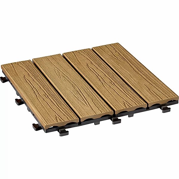 Klickfliese WPC in Holzoptik Braun 30 cm x 30 cm 6 Stück günstig online kaufen
