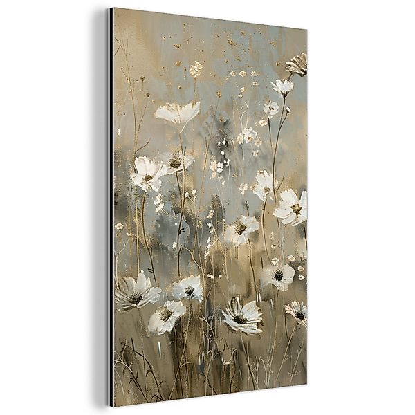 MuchoWow Metallbild Blumen - Weiß - günstig online kaufen