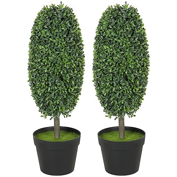 HOMCOM Künstliche Buchsbaum 2er-Set 60 cm Kunstpflanze im Olivenform, künst günstig online kaufen