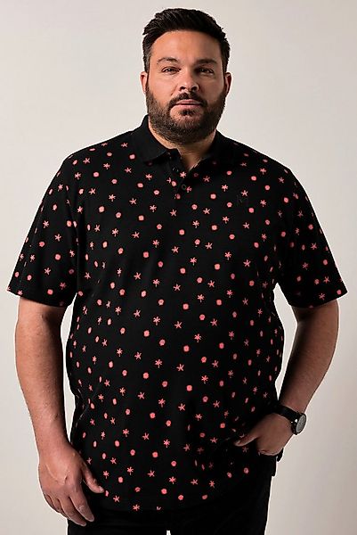 Men Plus Poloshirt Poloshirt Piqué Alloverprint Halbarm günstig online kaufen