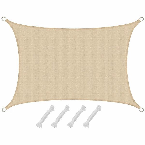 AMANKA HDPE Sonnensegel - 3 x 2m Rechteckig Beige günstig online kaufen