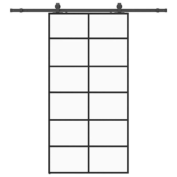 vidaXL Schiebetür mit Beschlag Schwarz 102x205 cm ESG-Glas 3375852 günstig online kaufen