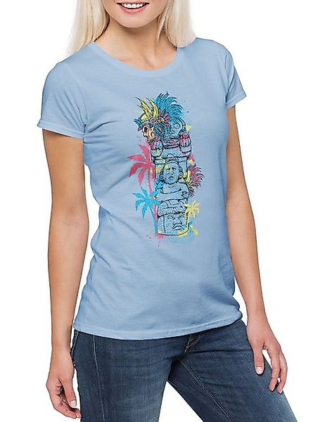 Urban Backwoods Print-Shirt Tiki IV Damen T-Shirt Statue Osterinseln Tiki-F günstig online kaufen