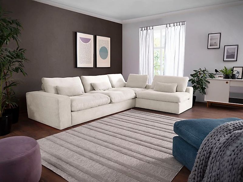 alina Ecksofa »Sandy«, mit losen Sitz und Rückenkissen, in modernem Cordsto günstig online kaufen