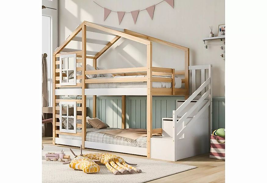 REDOM Kinderbett Baumhaus mit Schublade und Rausfallschutz 90 x 200 cm, Sta günstig online kaufen