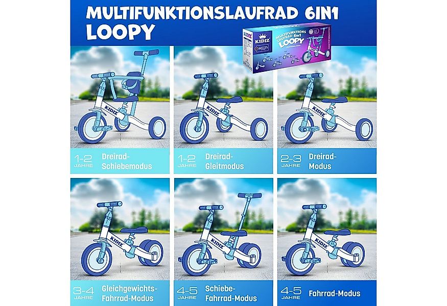 KIDIZ Laufrad, 6in1 Dreirad Loopy Laufräder Lauffahrrad Kinderdreirad günstig online kaufen