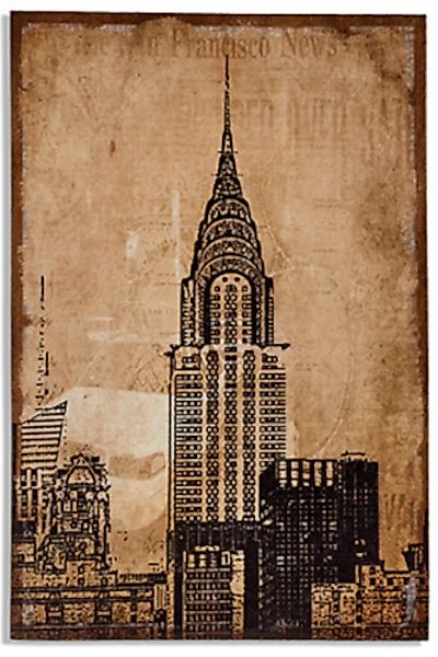 Gemälde New York Chrysler 90 X 60 Cm Leinen Braun günstig online kaufen