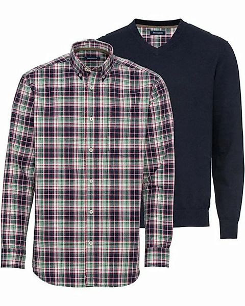 Highmoor Langarmhemd Set: V-Pullover & Karohemd günstig online kaufen