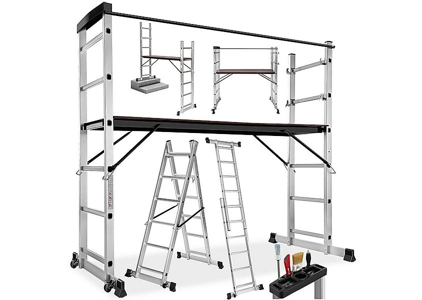 tectake Teleskopleiter Mehrzweckleiter Multigerüst Leitergerüst mit 2 prakt günstig online kaufen