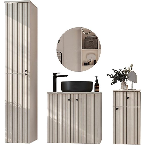 MOEBLINE Badezimmer-Set Badmöbel Set ASTRO kaschmir günstig online kaufen