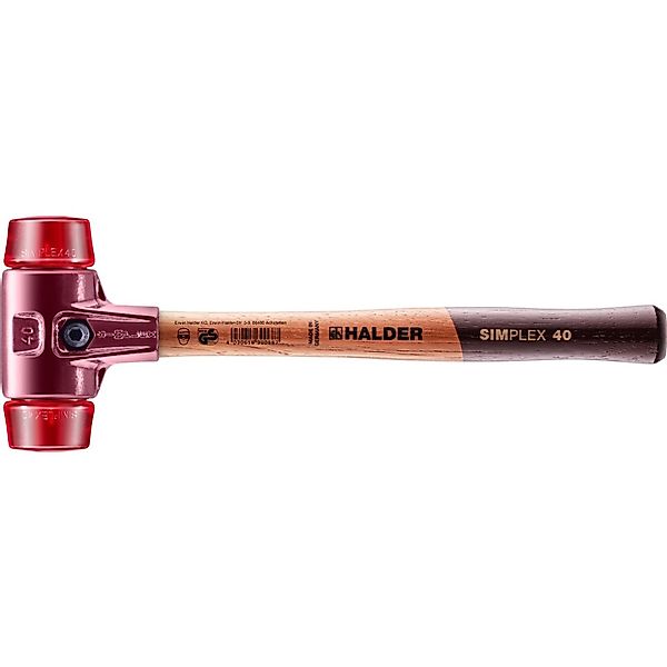Halder Simplex Schonhammer Ø 40 mm Plastik Rot mit Tempergussgehäuse günstig online kaufen
