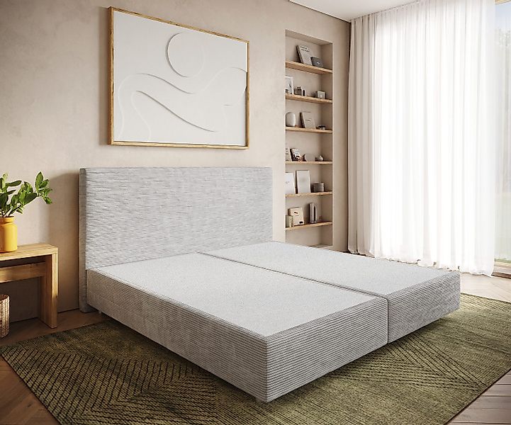 DELIFE Bettgestell Dream-Well, Cord Silbergrau 200x200 günstig online kaufen