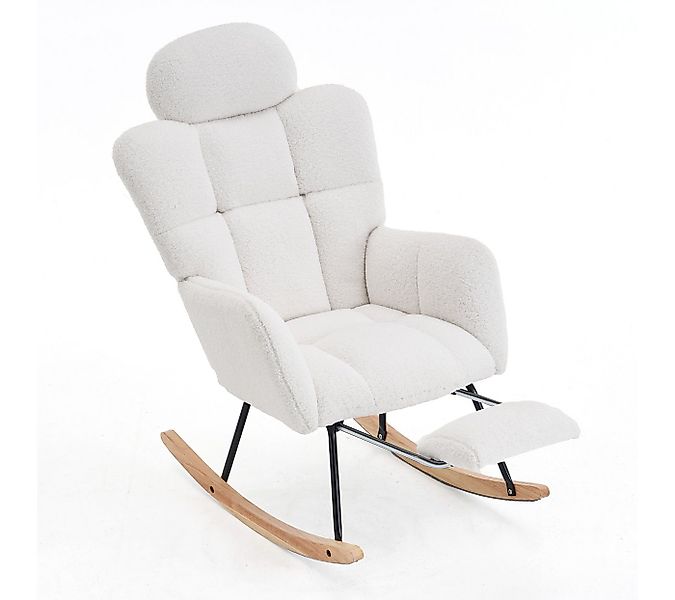 DEKKETO Schaukelstuhl mit Hocker & höhenverstellbarer Kopfstütze, Relaxsess günstig online kaufen