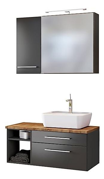 Waschtisch-Set 90 -F- Becken rechts Davos von Held Möbel Grau günstig online kaufen