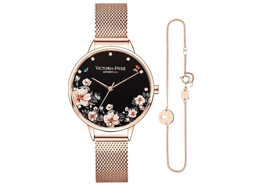 Victoria Hyde Quarzuhr Victoria Hyde Park Flower Damenuhr, Meshband, (1-tlg günstig online kaufen