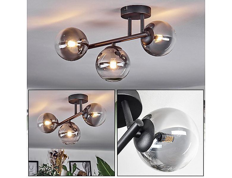 hofstein Deckenleuchte 3-flammige Deckenlampe aus Metall/Glas in Schwarz/Ra günstig online kaufen