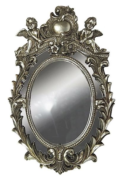 Wandspiegel Engel Silber Oval Barock Spiegel Antik-Stil 55x30cm günstig online kaufen