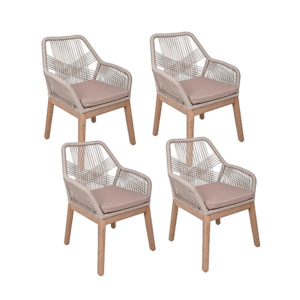 Garden Pleasure Stuhl Pomona 4er Set 84 cm x 68 cm x 62 cm Braun-Beige FSC® günstig online kaufen