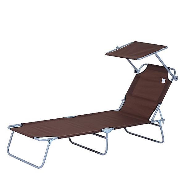 Outsunny Sonnenliege Klappbar Gartenliege mit Dach bis 120 kg Belastbar Bra günstig online kaufen