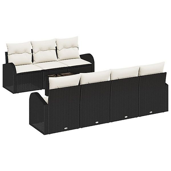 vidaXL Loungesofa 8-teiliges Garten Sofa Set mit Kissen Schwarz Poly Rattan günstig online kaufen