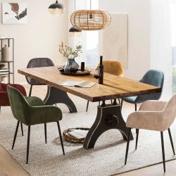 Esstisch Holztisch aus Massivholz und Metall günstig online kaufen