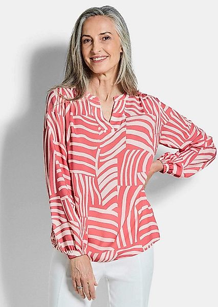 GOLDNER Schlupfbluse Grafische Viskosebluse mit Schlitz Viskosebluse mit Ru günstig online kaufen