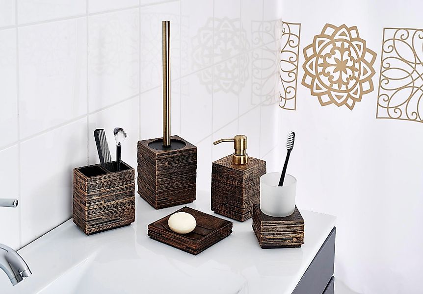 Ridder Badaccessoire-Set Zahnbürstenhalter Brick schwarz günstig online kaufen