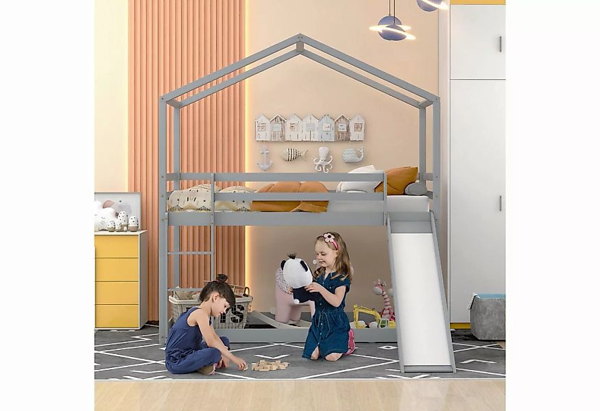 IDEASY Etagenbett Kinder-Etagenbett mit Rutsche, 90x200 cm, umlaufender Abs günstig online kaufen