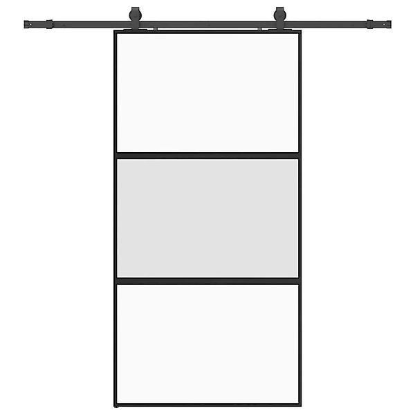 vidaXL Schiebetür mit Beschlag Schwarz 102,5x205 cm Hartglas 3375879 günstig online kaufen
