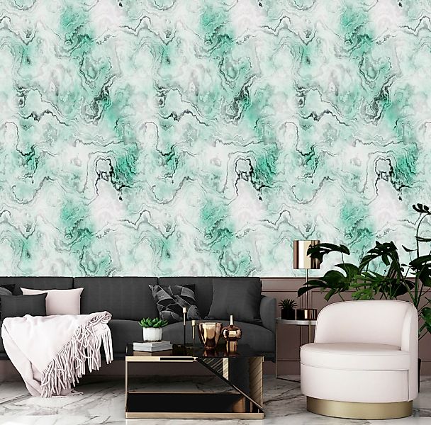 queence Vinyltapete »Ina«, bedruckt-Motiv-gemustert-Meer-Strand-naturalisti günstig online kaufen
