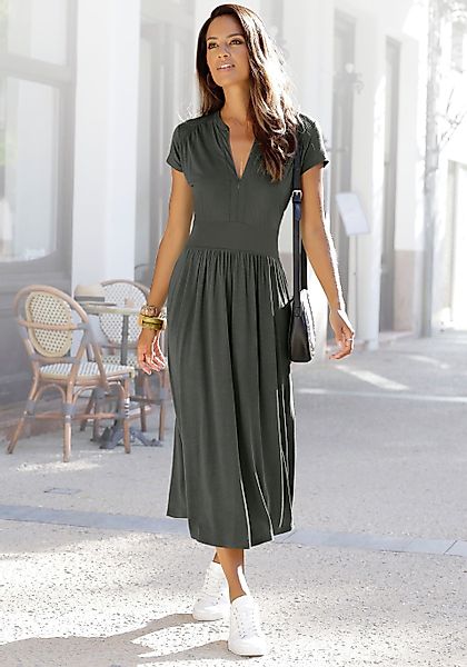 LASCANA Midikleid mit Reißverschluss am Ausschnitt, günstig online kaufen