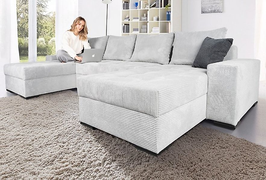 COLLECTION AB Wohnlandschaft »Josy XL U-Form, B: 313 cm in Cord, Cord-Mix« günstig online kaufen