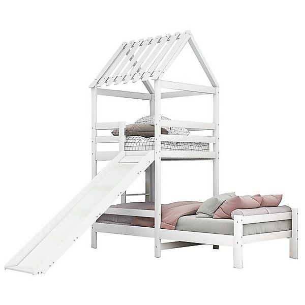 Flieks Etagenbett, Hausbett Spielturmbett Kinderbett 90x200cm+90x100cm Kief günstig online kaufen