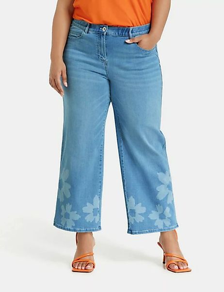 Samoon Stretch-Jeans Weite 7/8 Jeans mit Flower-Bleachings günstig online kaufen