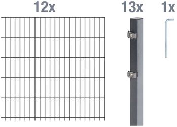 Alberts Doppelstabmattenzaun Grundset, (Set), Höhe: 80-160 günstig online kaufen