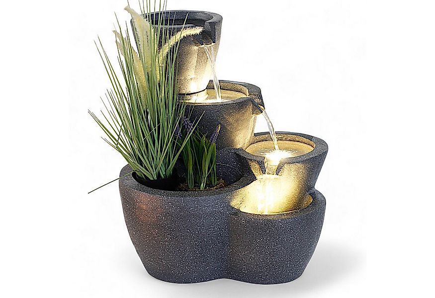 Arnusa Gartenbrunnen Zimmerbrunnen Botana Warm-Weiß Kaskade Gartendekoratio günstig online kaufen