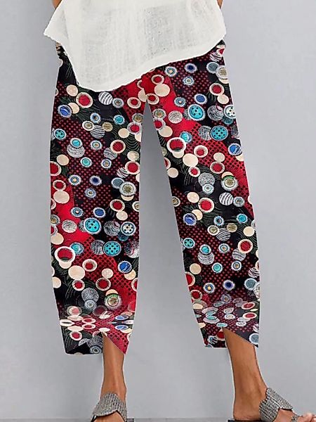 Polka Dot Circle bedruckte elastische Taillenhose mit Tasche günstig online kaufen