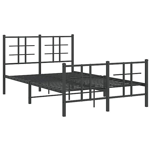vidaXL Bettgestell mit Kopf- und Fußteil Metall Schwarz 120x190 cm 355576 günstig online kaufen