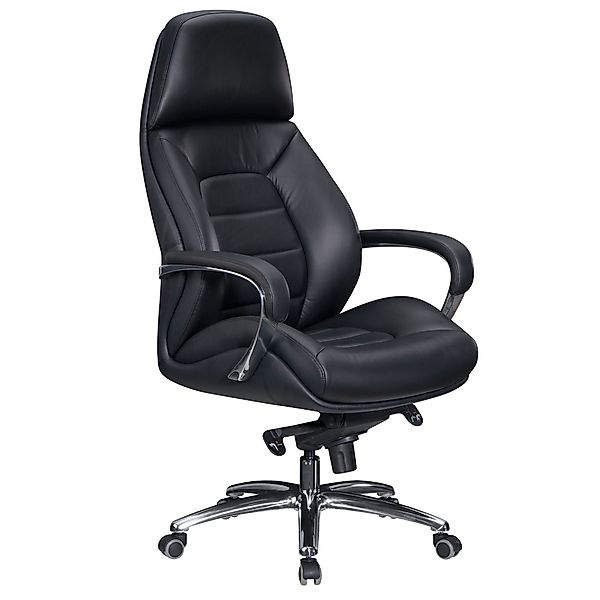 FINEBUY Chefsessel FB26162 (Echtleder Schwarz, Chefsessel günstig online kaufen