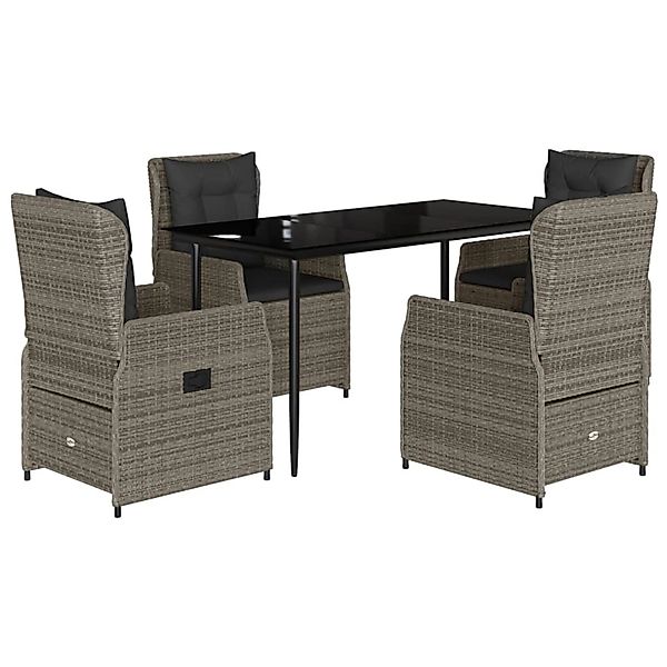 vidaXL 5-Tlg Garten-Essgruppe mit Kissen Grau Poly Rattan 3262856 günstig online kaufen