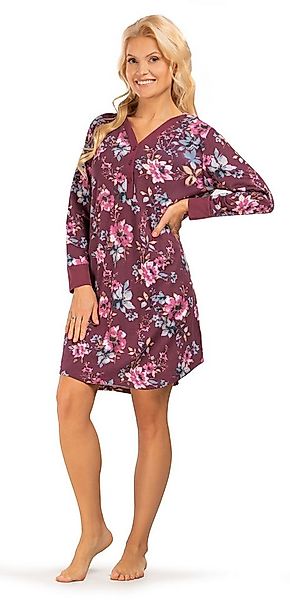 Consult-Tex Nachthemd Damen Langarm Nachthemd mit Knopfleiste aus Baumwolle günstig online kaufen