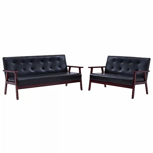 vidaXL 2-Tlg Sofagarnitur Schwarz Kunstleder Modell 2 günstig online kaufen