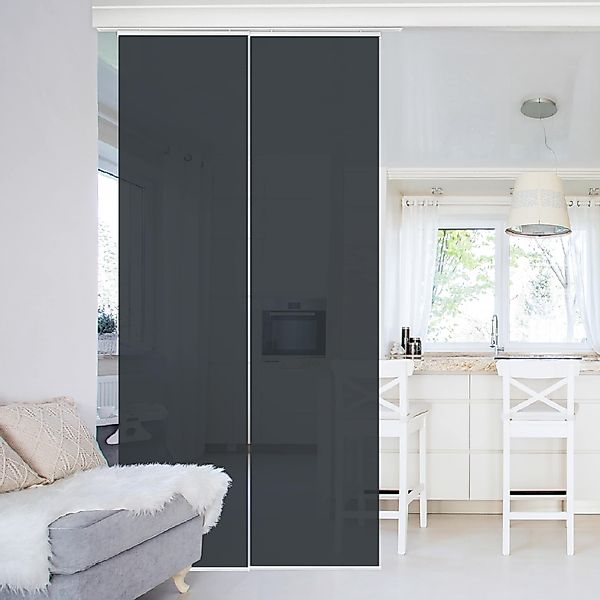Bilderdepot24 Schiebegardine modern Flächenvorhang blickdicht Mondgrau, günstig online kaufen