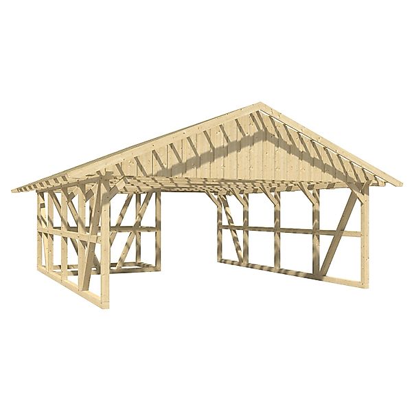 Skan Holz Carport Schwarzwald m. Dachlattung u. Abstellr. A 684 x 772 cm Na günstig online kaufen